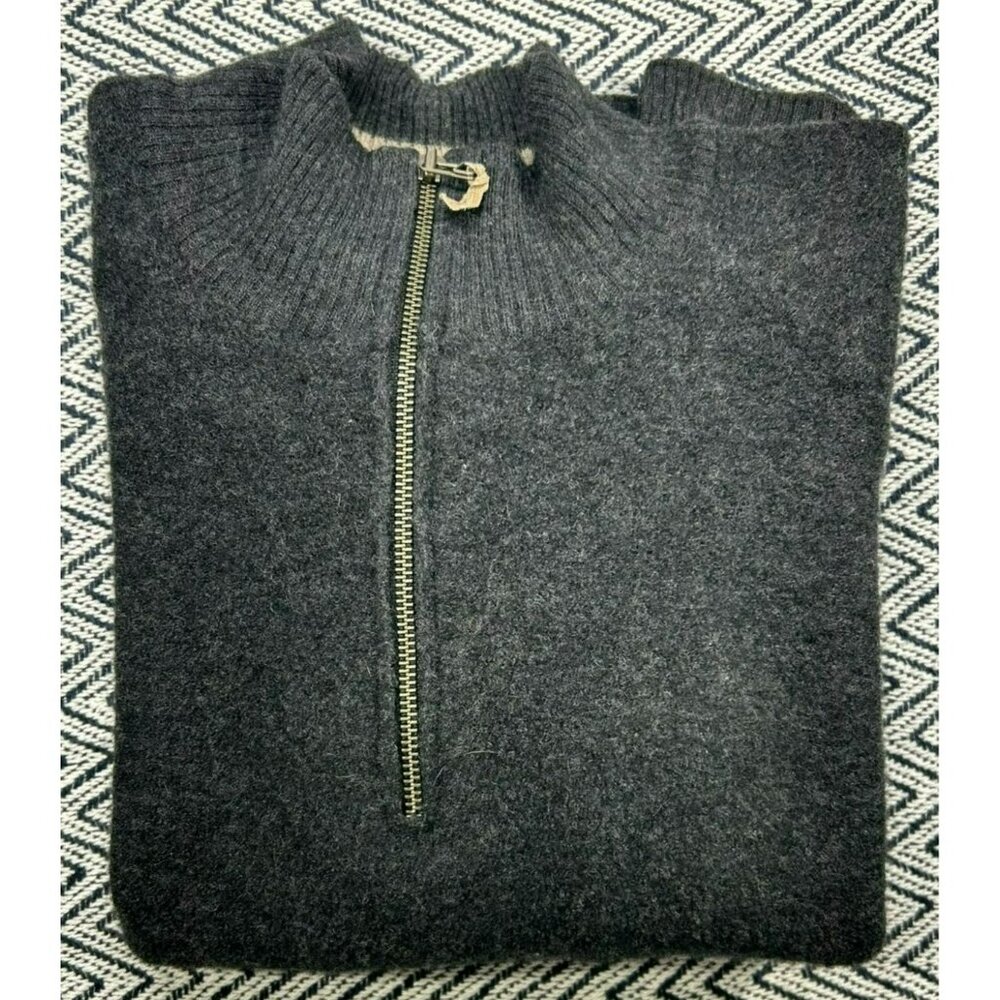Smartwool Mens Gray Wool Half-Zip Pullover Sweater M Ribbed Collar & Cuffs